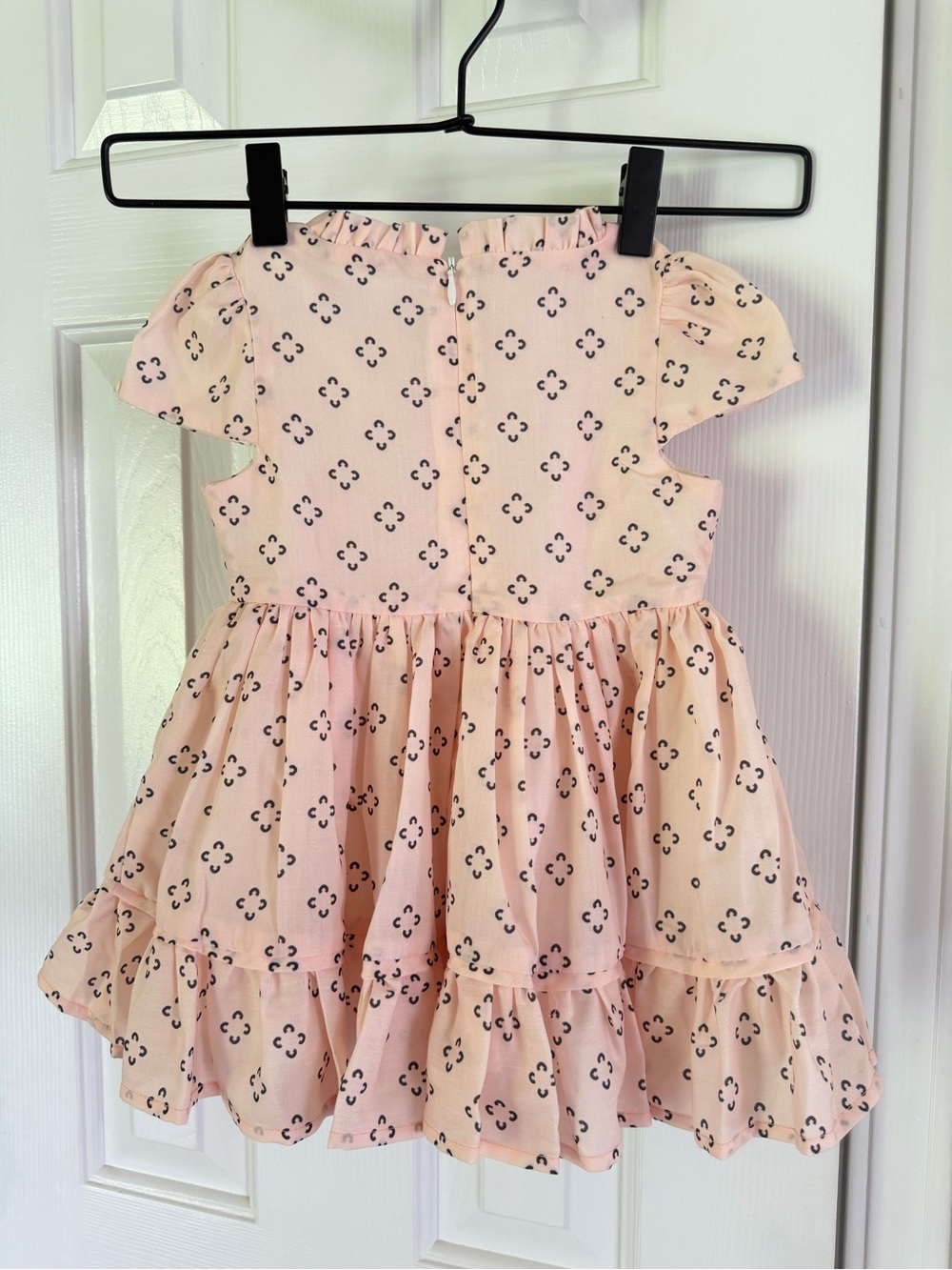 Boutique Girls Pink Ruffle Dress Shorts Matching Set Size 2 Tiered Geometric NWT - Picture 7 of 12